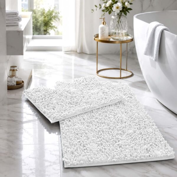 2Piece Loop Bath Mat Set - White
