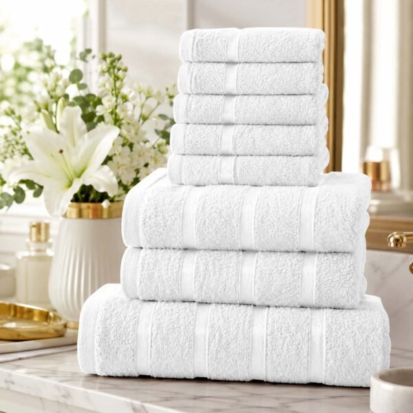 8 Piece Ultra Soft Cotton Towel Bale Set - White