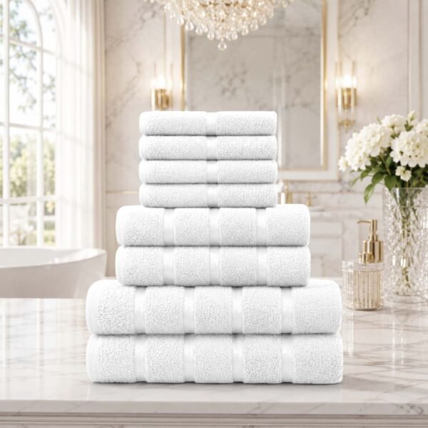 8 Piece Ultra Soft Cotton Towel Bale Set - White