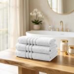 3 Pack Stripe Cotton Towel Sets - White