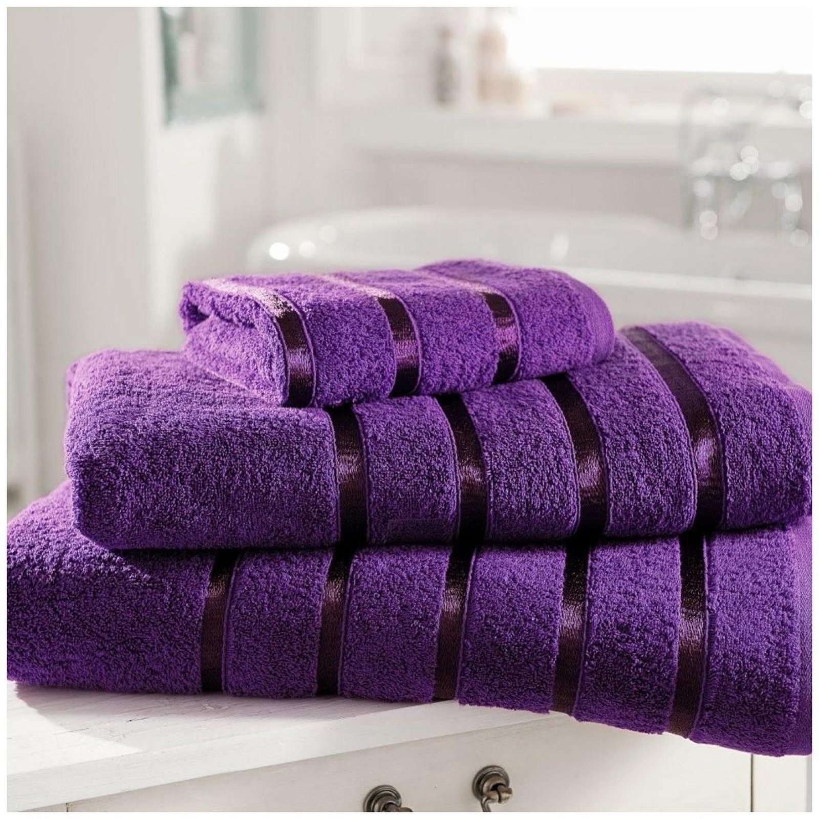 aubergine_696a26fd25ead Soft 12 Pack Striped Towels Set - Aubergine