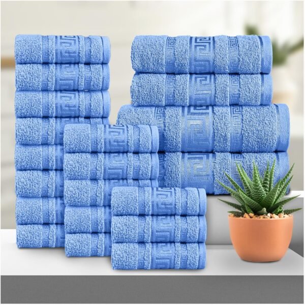 100% Cotton Quick Dry Greek Towel Set - Blue