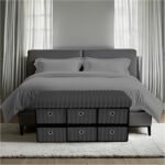 Large Ribbed Storage Boxes with Lid - Charcoal