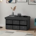 Large Ribbed Storage Boxes with Lid - Charcoal