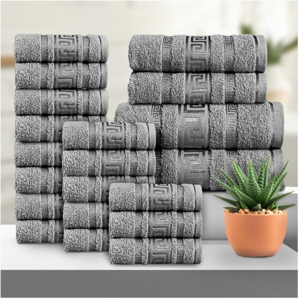 100% Cotton Quick Dry Greek Towel Set - Charcoal