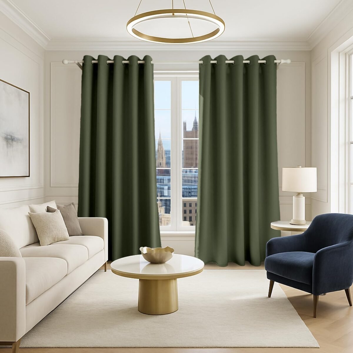 Velvet Blackout Curtains For Window - Green