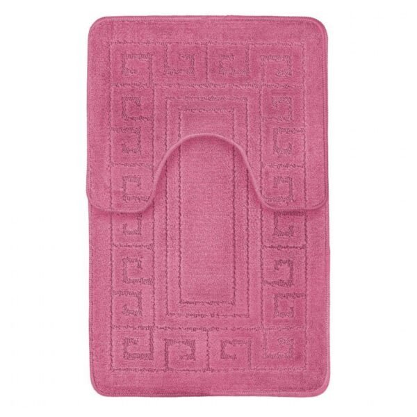 2-Piece Greek Bath Mat Set - Dark Pink