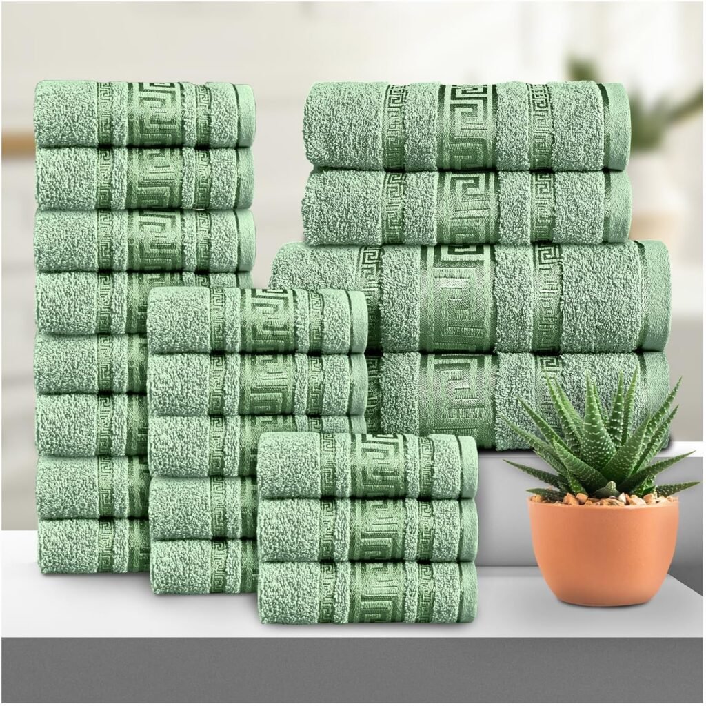 100% Cotton Quick Dry Greek Towel Set - Green