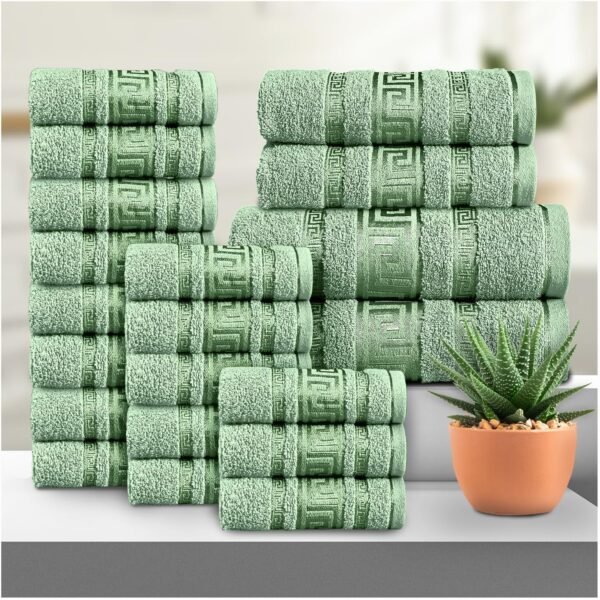100% Cotton Quick Dry Greek Towel Set - Green