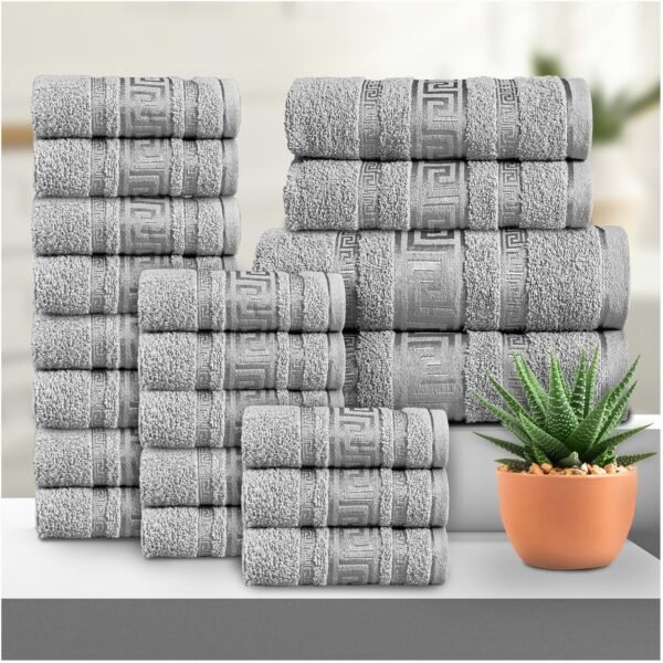 100% Cotton Quick Dry Greek Towel Set - Grey