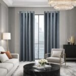 Printed Velvet Blackout Curtains - Grey