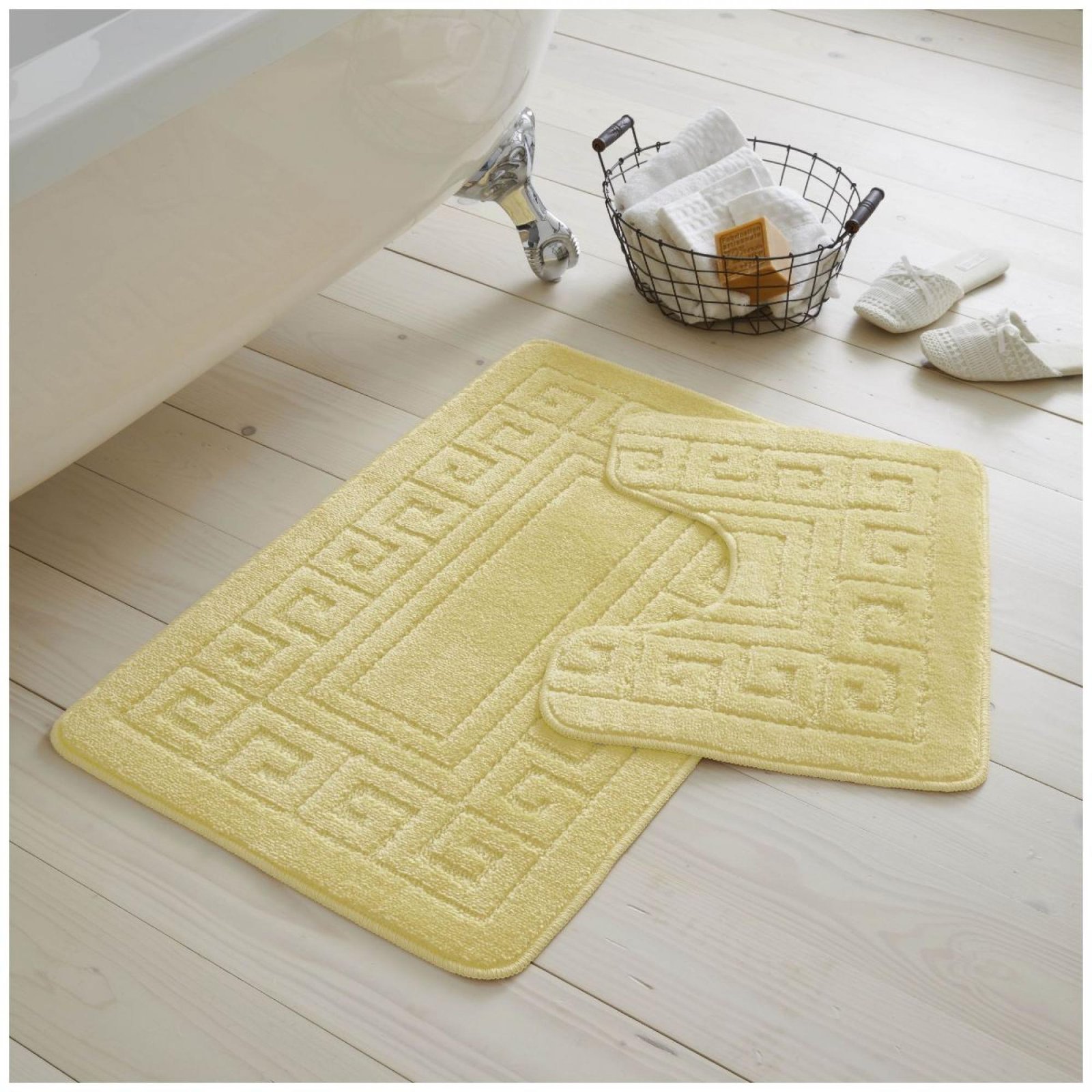 lemon 2-Piece Greek Bath Mat Set - Lemon