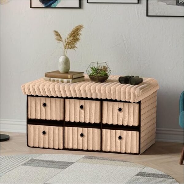 Large Ribbed Storage Boxes with Lid - Mink