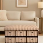 Large Ribbed Storage Boxes with Lid - Mink
