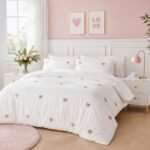 Fancy Embroidered Duvet Cover Set Hearts - Pink