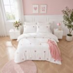 Fancy Embroidered Duvet Cover Set Hearts - Pink