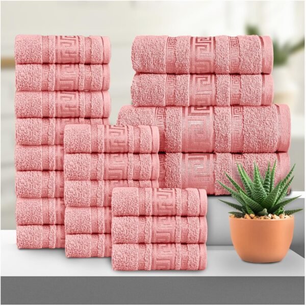 100% Cotton Quick Dry Greek Towel Set - Pink