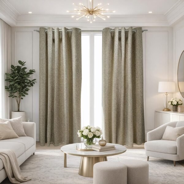 Printed Velvet Blackout Curtains - Natural