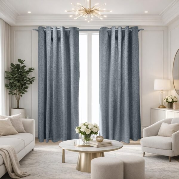 Printed Velvet Blackout Curtains - Grey