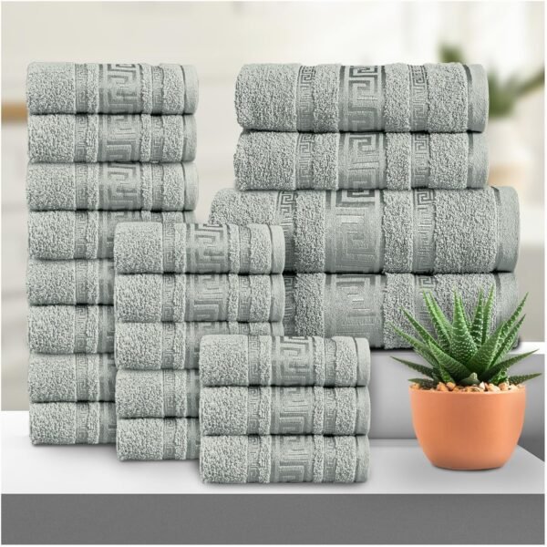 100% Cotton Quick Dry Greek Towel Set - Silver