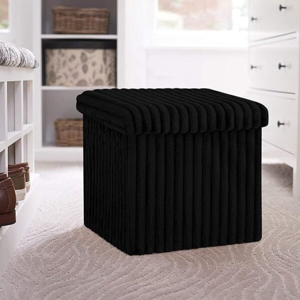 Luxury Fabric Storage Chest With Lid - Black
