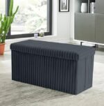 Luxury Fabric Storage Chest With Lid - Charcoal