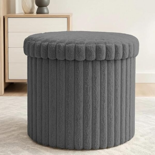 Luxury Fabric Storage Chest With Lid - Charcoal