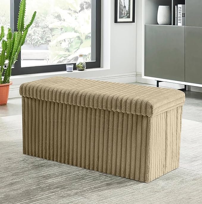 Luxury Fabric Storage Chest With Lid - Mink