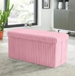 Luxury Fabric Storage Chest With Lid - Pink
