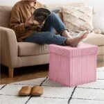 Luxury Fabric Storage Chest With Lid - Pink