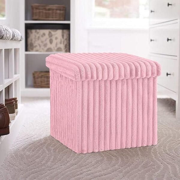 Luxury Fabric Storage Chest With Lid - Pink