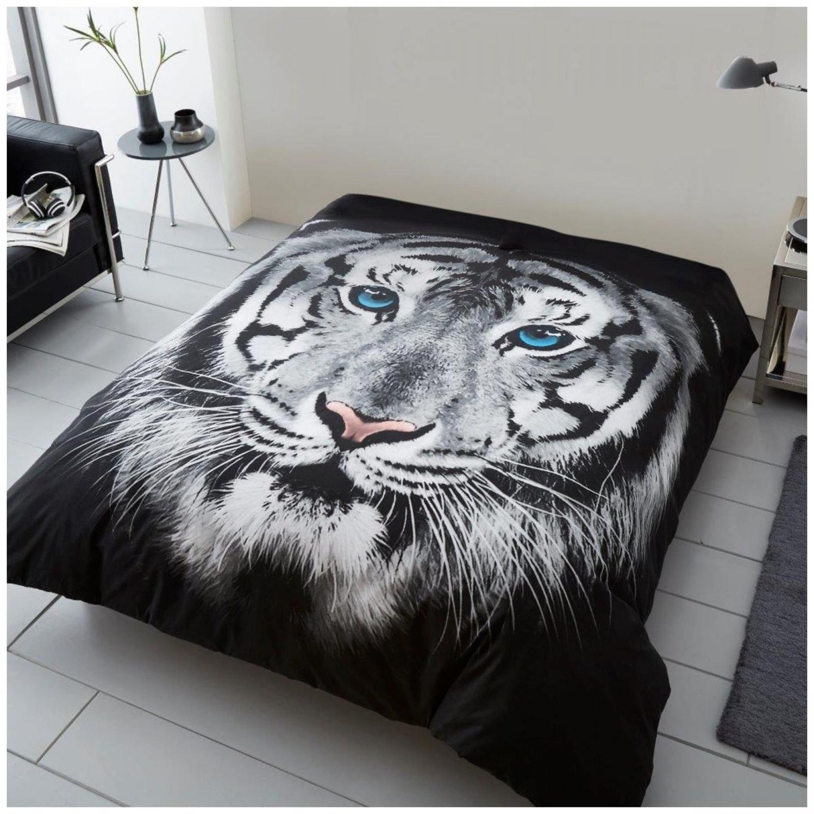 tiger face white throw 3D Printed Animal Throw - Tiger Face White