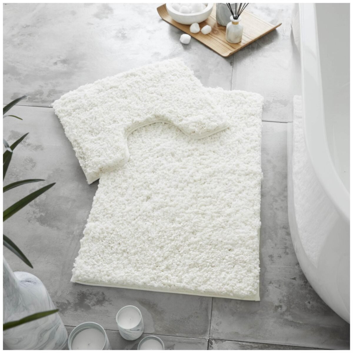Premium Bath Mat and Contour Set - Cream