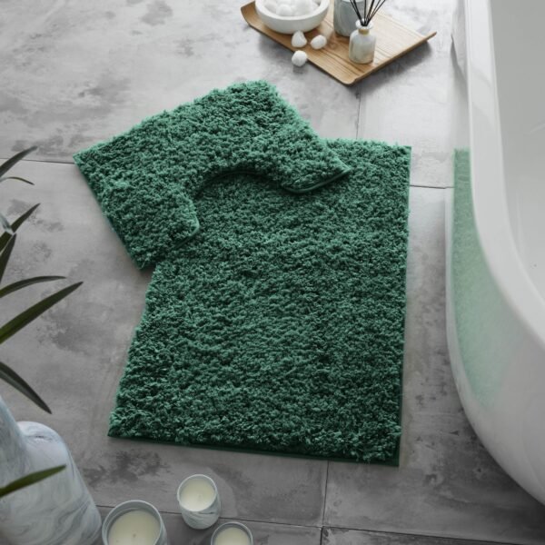 Premium Bath Mat and Contour Set - Green