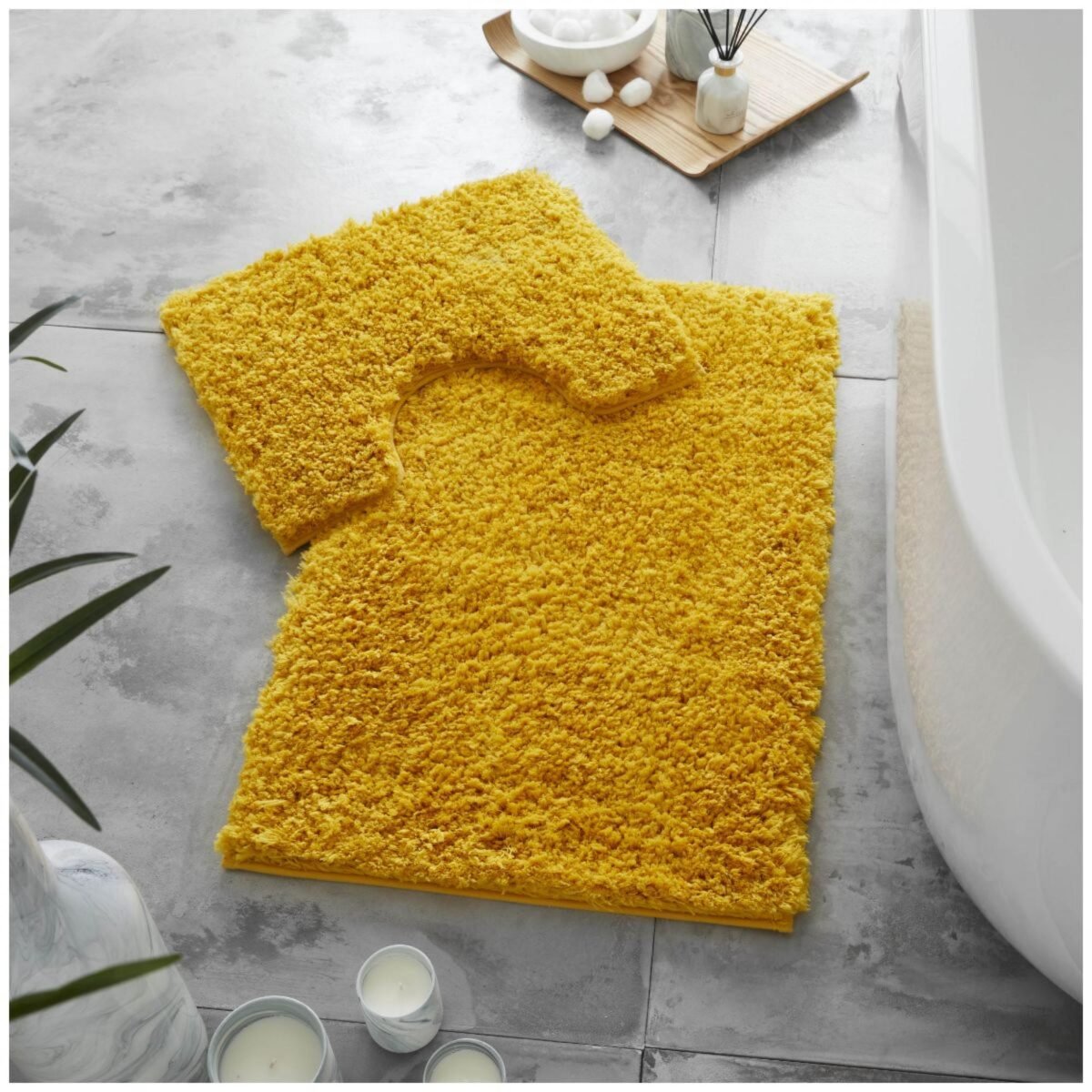Premium Bath Mat and Contour Set - Ochre
