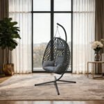 Premium Egg Hanging Chair with Stand - Charcoal - Image 2
