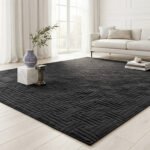 Elegant Geometric Greek Key Area Rug - Black