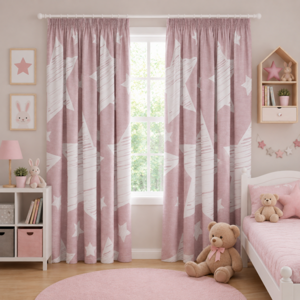 Luxury Kids Superstar Blackout Curtains - Blush Pink