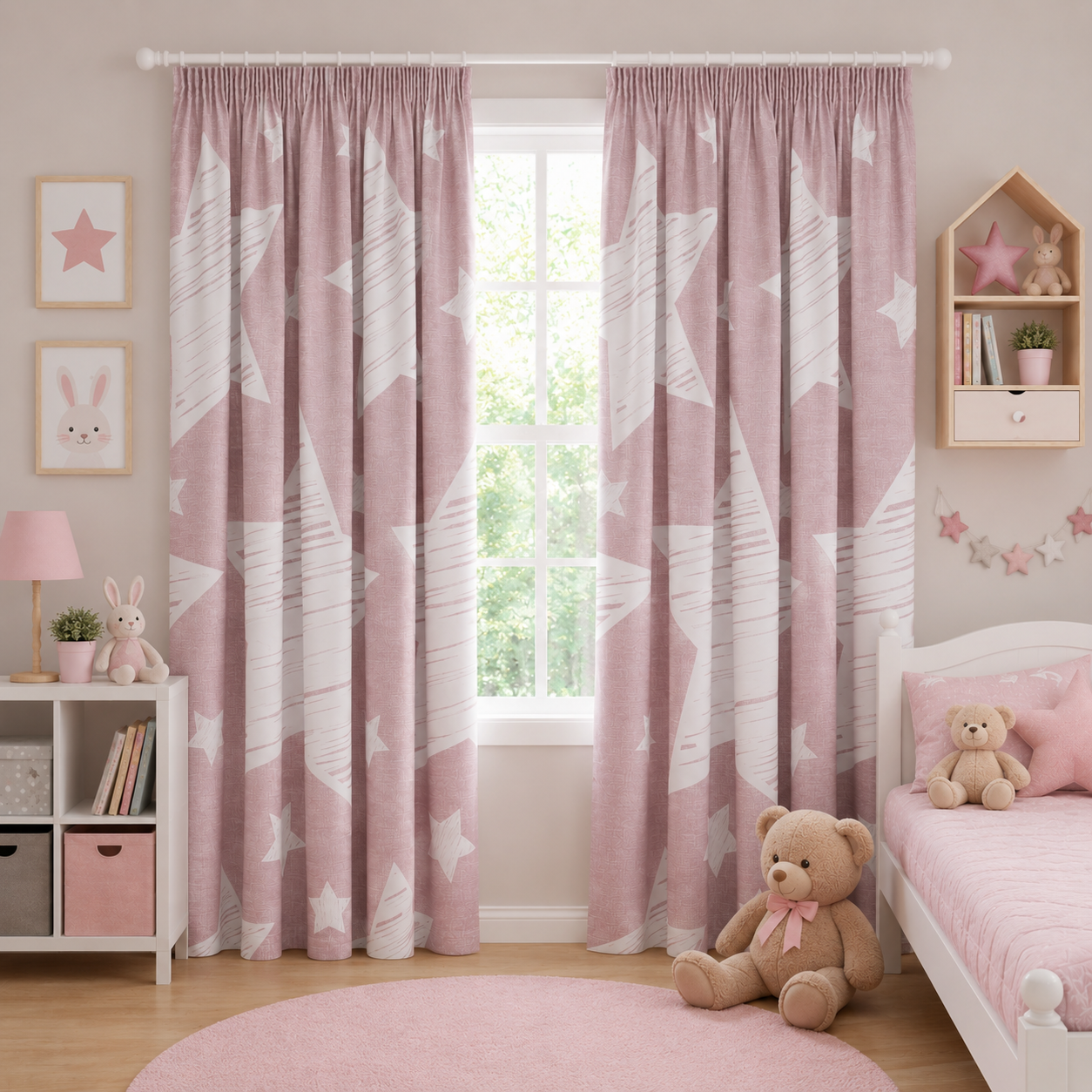 1 Luxury Kids Superstar Blackout Curtains - Blush Pink