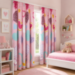 Luxury Kids Heart Print Blackout Curtains - Pink