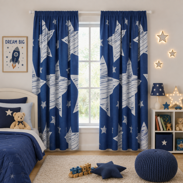 Luxury Kids Superstar Blackout Curtains - Grey