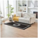 Modern Living Room Greek Key Rug - Black - Image 2