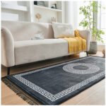 Modern Living Room Greek Key Rug - Charcoal - Image 3