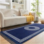Modern Living Room Greek Key Rug - Navy - Image 3