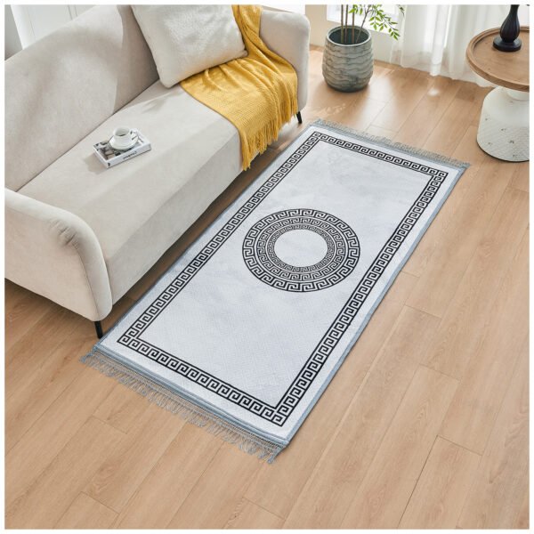 Modern Living Room Greek Key Rug - Grey