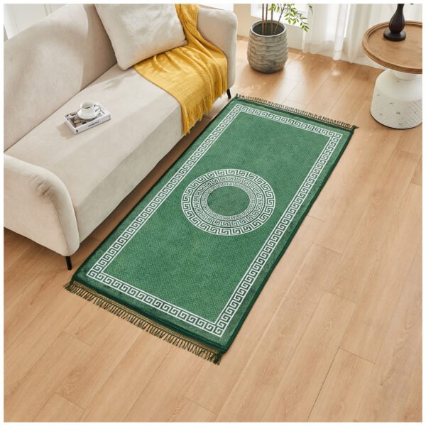 Modern Living Room Greek Key Rug - Green