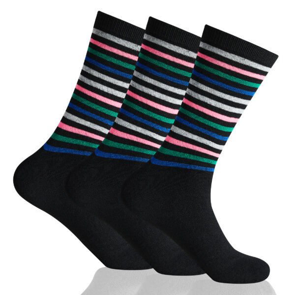 3 Pack Classic Stripe Suit Socks - Black