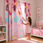 Luxury Kids Heart Print Blackout Curtains - Pink