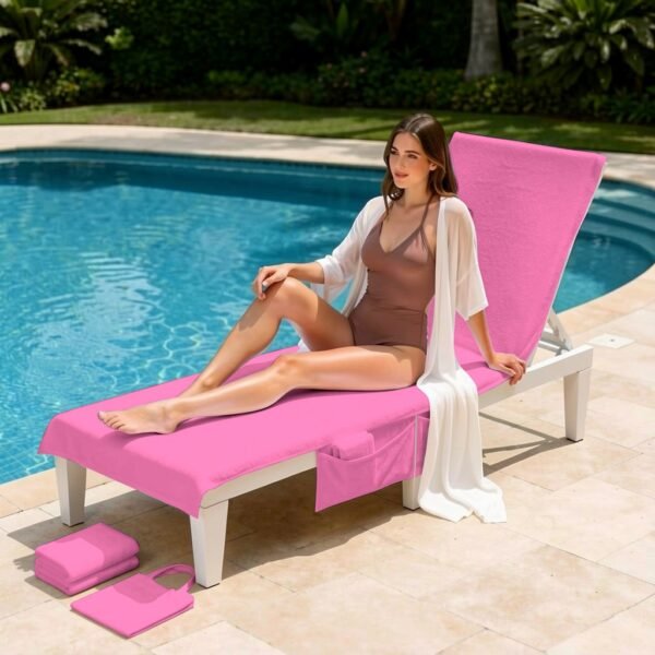 Luxury Quick Dry Beach Chair Cover - Pink