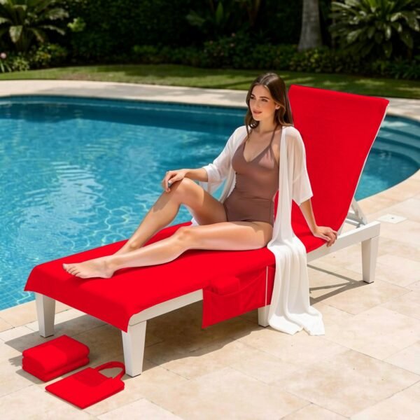 Luxury Quick Dry Beach Chair Cover - Red